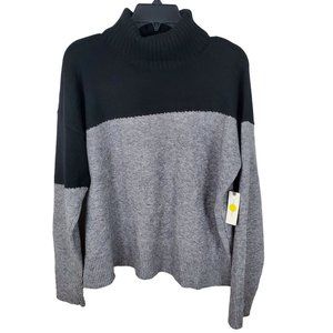 NWT by Anthropologie Gray/Black Colorblock Turtleneck Sweater L ob1027436